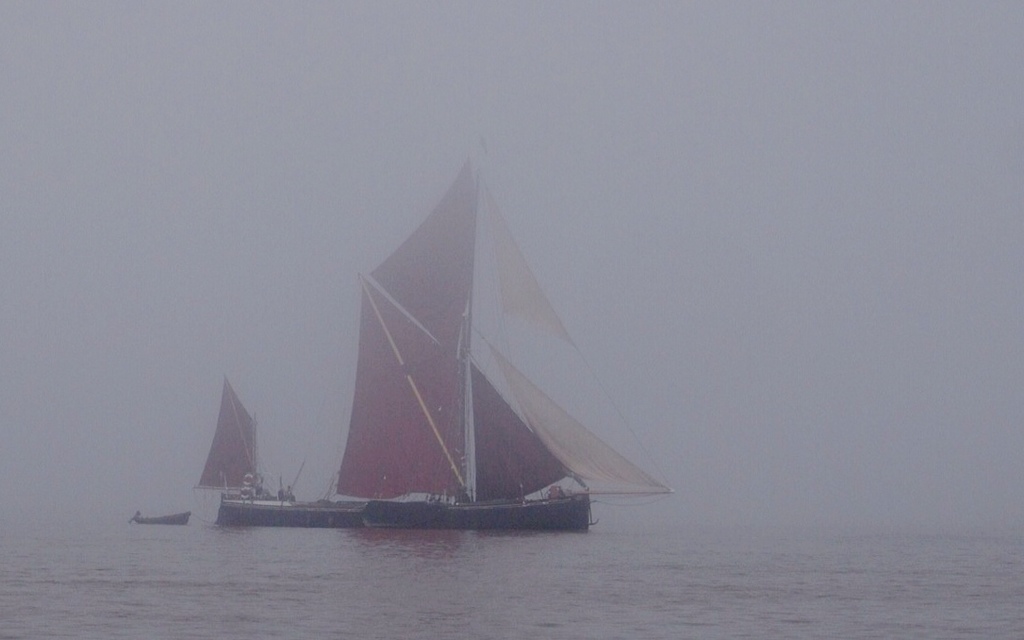 Thames barge in the mist
